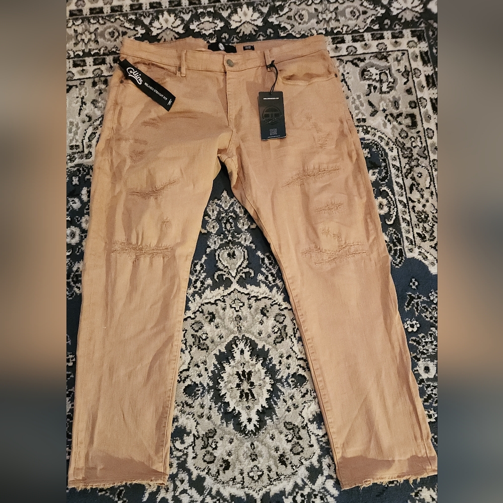 Jordan Craig Collins Tan Brown  Relaxed Straight Fit Jeans size 44x34